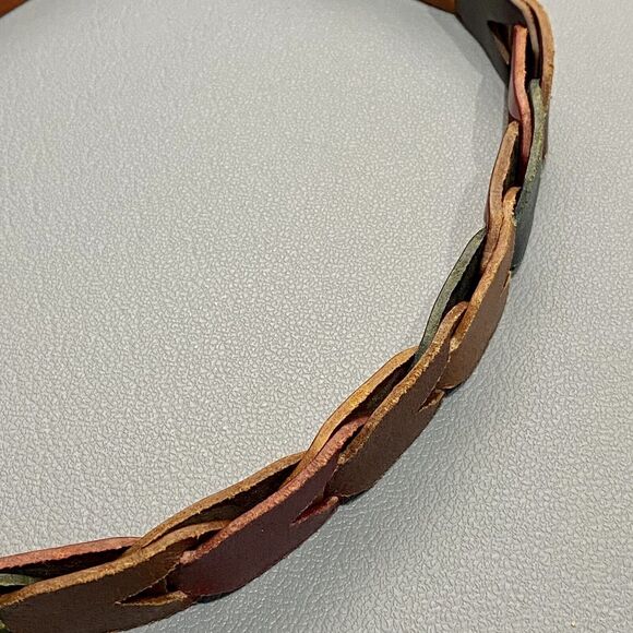 FOSSIL Multi-Color Link Leather Belt  Gold Buckle Women’s Small 24”-28” Waist - Picture 5 of 7